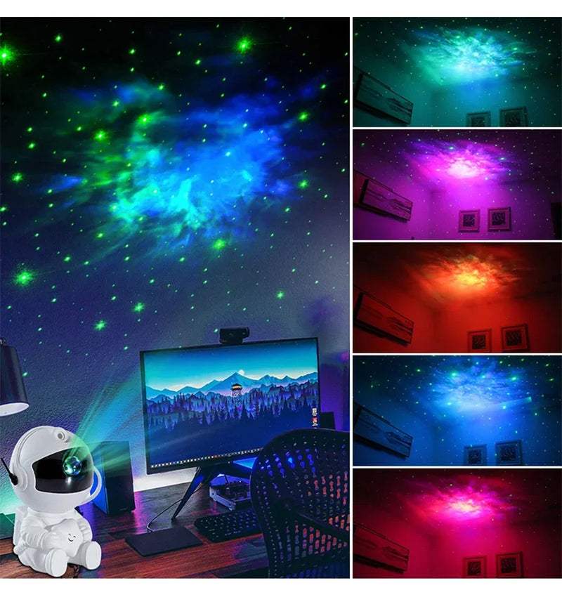 Galaxy Star Projector Night Light Astronaut Space Projector Starry Nebula LED Ceiling Lamp for Bedroom Home Decor Kids Gift